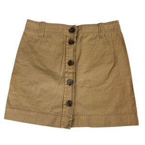 J. Crew Womens Khaki Button Front Mini Skirt Size 0 Y2K Classic NWT Cotton